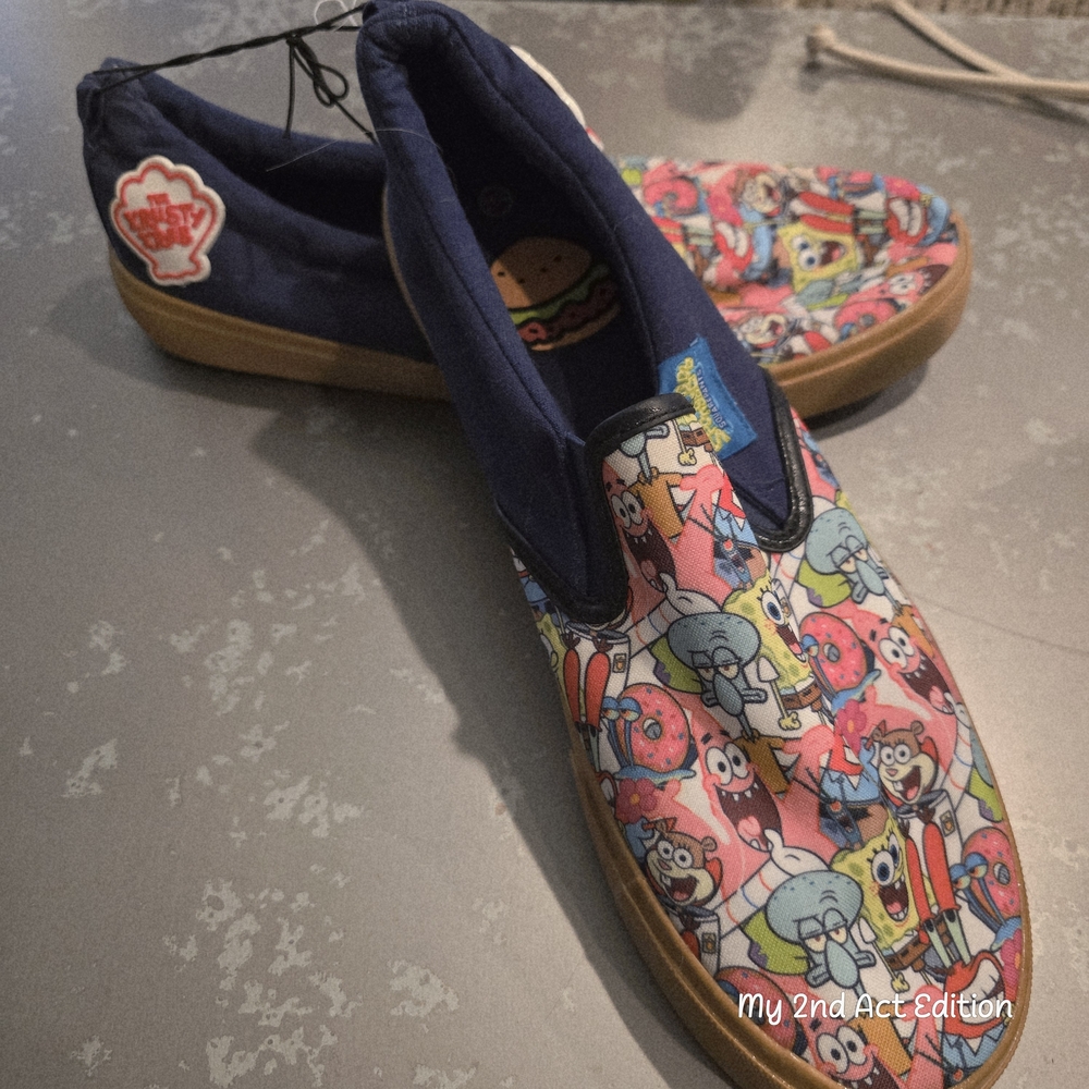 Men 11.5 Canvas Slip-on Loafers Multi-Color Spongebob No Box